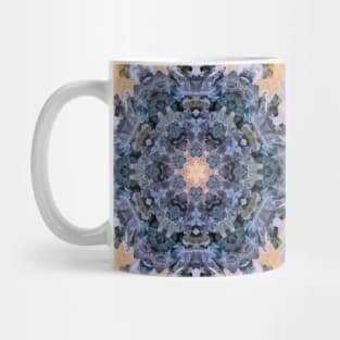 Digital Mandala Blue Yellow Orange and Black Mug